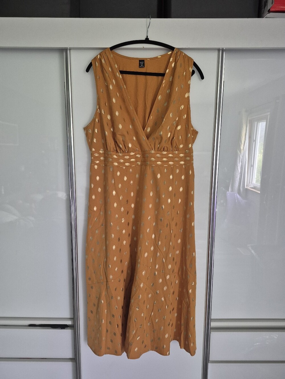 SHEIN Rust Tan Maxi Dress with Gold Dot Accents